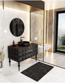 Resim KAREN BANYO Onyx 100 Cm Banyo Dolabı, Siyah, Lavabo Dahil 