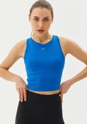 Resim bilcee Kadın Koyu Mavi Bisiklet Yaka Toparlayıcı Destekli Spor Ve Günlük Destekli Crop Top Body Bra 9209 