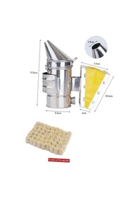 Resim Paslanmaz Çelik Arılar Sigara İçen Verici Arıcılık Püskürtücü Arı Kovanı Arı Smoker Transmitter With 54 Smoker Fuel 