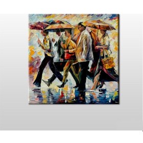Resim Yağmur Ve Şemsiyeler Kanvas Tablo 200x200cm 