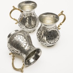 Resim Dmt Gaziantep Bakır El İşlemesi 6 Parça Su&ayran Bardak Takımı Bardak Meşrubat Takımı 1mm 