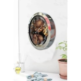 Resim Bahat Krom Çerçeveli Salon Ofis Duvar Saati 36 cm 