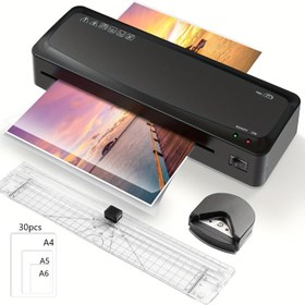 Resim A4 Laminasyon Makinesi Seti - Kesici ve Köşe Yuvarlatıcı ile 23cm, A4/5/6 Boyutlar için 30 Adet Laminasyon Yaprağı, 360mm Hızlı Isınma Hızı NTC Sıcaklık Kontrolü (1 Adet Köşe Yuvarlatıcı & 1 Kesme Bıçağı), 4’ü 1 Arada Fotoğraf Belge Yapıştırma Makinesi, Ev/Okul Ofis Kullanımı 
