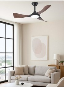 Resim Huzur Elektrik Kumandalı 3 Kanatlı Ledli Tavan Vantilatörü Ahşap Renk Ct-3002 