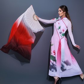 Resim 1 adet Kadınlar için Gradyan Uzun Sahte İpek Göbek Dansı Yelpazesi, Performans - Dış Aktiviteler - Kültürel Etkinlikler için Sentetik İpek Dans Duvak 