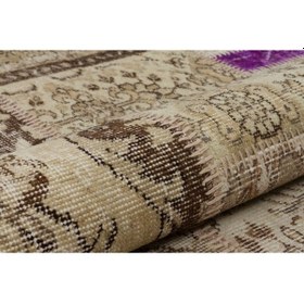 Resim Bej Klasik Modern Patchwork El Dokuma Halı 