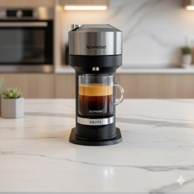 Resim Nespresso Vertuo Next Krups Kapsül Kahve Makinesi – Madalyon Gümüş | Tek Tuşla 5 Farklı Kahve Boyutu 