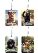 Resim Meröka 4 Adet Aslan, Kedi, Maymun ve Karaca Tasarımlı Oto Kokusu ve Oto Aksesuarı 