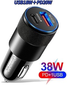 Resim Universal Type-c Ve Usb Girişli Araç Çakmaklık Şarj Aleti Çift Girişli Araba Şarz Soketi - 