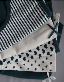 Resim Alya Underwear Kız Çocuk Kalpli Dokuma Lastik Pamuklu Kumaş Slip Külot 5'li Paket 5 Adet Beyaz Koyu Yeşil P22 