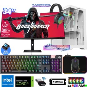 Resim Xaser Delux X105 I5 14400F 16GB Ddr5 Ram 512GB M.2 Nvme SSD 8gb RTX4060 Ti 34" 180Hz Sıvı Soğutmalı Oyuncu Bilgisayarı 