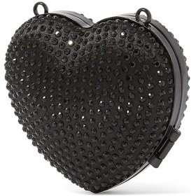 Resim Kurt Geiger Micro Heart Clutch Bag, Kalp Şekilli Mini Zincirli Çanta Tek Boy Kadın Tasarımı Siyah 