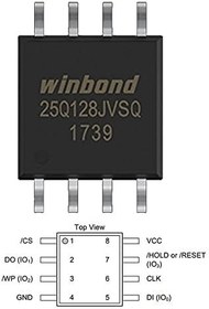 Resim WİNBOND W25Q128JVSIQ 3.3V SPI 128M-bit Serial Flash Memory with Uniform 4KB Sectors SOP8 Wide Paket 