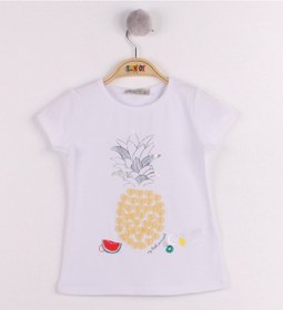 Resim Toontoy Kids Toontoy Kız Çocuk Ananas Baskılı Tişört Beyaz 