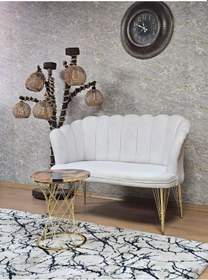 Resim Zafir İkili Gold Kaplama Tel Ayak Papatya Çay Seti Koltuk Takımı , Balkon, Salon, Ofis, Cafe Koltuk Takımı Krem 