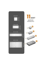 Resim 11 Parça Modüler Kaşıklık Seti - Ayarlanabilir Mutfak Çekmece İçi Düzenleyici Organizer Antrasit 