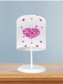 Resim Mekta Home Bebek Ve Çocuk Odası Kalpli Çiçekli Abajur 