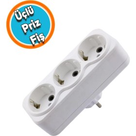 Resim Nzb Fiş Priz Topraklı Çoklu Grup Priz Çoğaltıcı Üçlü Golyat Elektrik Prizi 3'lü 