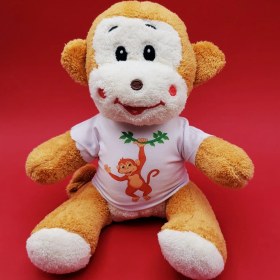 Resim Tişörtlü Sevimli Peluş Maymun 