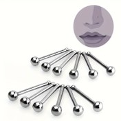 Resim 12/16/20 adet Basit Moda Burun Vidası Paslanmaz Çelik Burun Çivisi Piercing Takı Kadınlar ve Erkekler için 18G 20g Burun 2mm Yuvarlak Top 