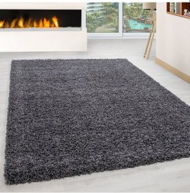 Resim Soft Shaggy Halı Yüksek Tüylü Düz Gri Rengi Çocuk Odası Oturma Odası Salon Mutfak Halısı 
