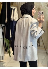 Resim Baskı Detaylı Ceket Gri Gri 