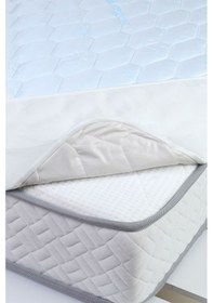 Resim Çift Kişilik Alez Vostok Fitted Organik Soğuk Klima Sıvı Geçirmez Yatak Alez Yatak Pedi Yatak Koruyucu Mavi 