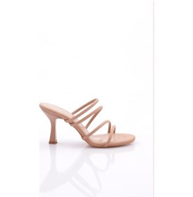 Resim Dgn 925 Kadin Şerit Detayli Topuklu Terlik 925-2423-R12632 Ten 