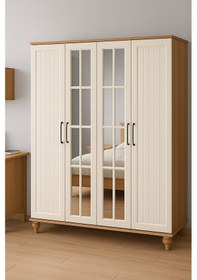 Resim Nefes 4 Kapaklı-çekmeceli Dolap Aytaşı Renk Mdf Gürgen Ağacı Ayaklar Diğer 