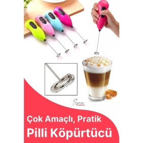 Resim Svein Kahve Süt Köpürtücü Cappuccino Yumurta Sos Krema Çırpıcı Çelik Uçlu Pratik Pilli Mini Karıştırıcı 