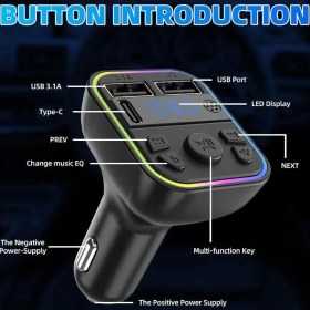Resim GUNKES G39 Fm Handsfree Bluetooth Modülatör MP3 Player Type-C Çıkışlı Araç Şarj Aleti 