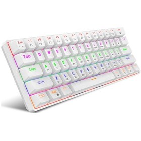 Resim Hxsj L800 Üç Modlu Mekanik Klavye 61 Tuş Rgb Klavye Bt5.0/2.4g/usb Kablolu Bağlantıyı Destekler Mavi Anahtarlarla Beyaz 