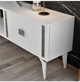 Resim Doruk Tv Sehpası Beyaz Gümüş 