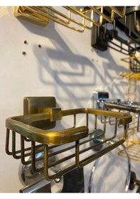 Resim İsaoğlu Yapı Mat Gold Süngerlik Antik Gold Sabunluk Pirinç Malzeme Şampuanlık Gold 