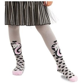 Resim Denokids Unicorn Gri Pembe Kız Çocuk Külotlu Çorap Çok Renkli 