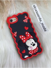 Resim Aksesuarda Moda iPhone 7 - 8 - SE Uyumlu MİNNİE MOUSE DALGALI Silikon HAMUR Kılıf 