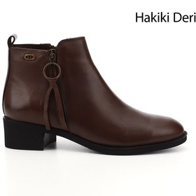 Resim GÖNDERİ(R) Kadın / Kız Kahve Antik Fermuarlı Kalın Topuklu Fermuarlı Hakiki Deri Bot 