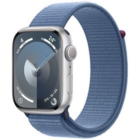 Resim Apple Watch Series 9 Gps 45mm Gümüş Alüminyum Kasa ve Winter Mavi Sport Loop Apple