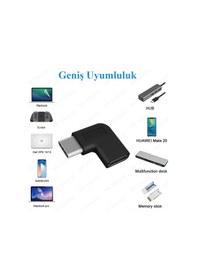 Resim 90 Derece L Tip Sağ Ve Sol Açılı Usb C Type-c Erkek - Dişi Adaptö 