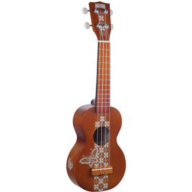 Resim Mahalo Kahiko Batik Soprano Ukulele (Transparent Brown) 
