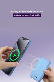 Resim SPRANGE Magsafe Powerbank 10000 Mah Standlı Hızlı Taşınabilir Iphone 11 12 13 14 15 16 17 Samsung uyumlu 