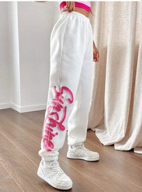 Resim Qutie Letter Graphic Elastic Waist 4 Mevsim Eşofman Beyaz 