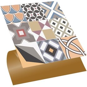 Resim Tink Kendinden Yapışkanlı Geometrik Karma Pop Art Desenli Pvc Karo 30x 