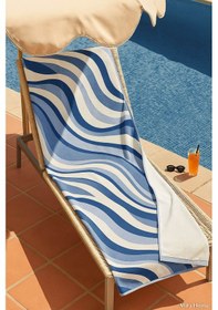Resim Unisex Baskılı Plaj Deniz Havuz Havlusu %100 Pamuk 70x145 Cm Wonderfull Mavi 