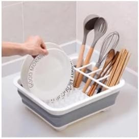 Resim Katlanır Silikon Bulaşık Sepeti Bulaşıklık Tabaklık Akardiyon 