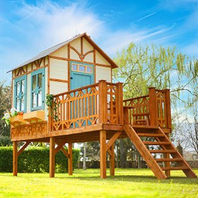 Resim Mandu Ahşap Yerden Yüksek Ağaç Oyun Evi 