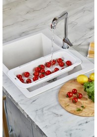 Resim Lavoba İçi Sürgülü Açılır Kapanır Sebze Meyve Süzgeci Beyaz Açık 38,5 Cm Kapalı 34,50 Cm 
