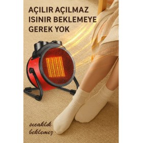 Resim Ecuy Yüksek Güçlü Hızlı Elektrikli Isıtıcı Fan Otomatik Aşırı Isınma Koruması 3 Kademeli Sessiz 3000W 