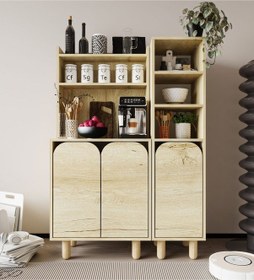 Resim Parma 3 Kapaklı Mutfak Dolap, Kahve Köşesi, Çok Amaçlı Dolap Safir Meşe 