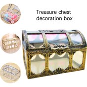 Resim 1 adet Vintage Korsan Hazine Sandığı, Kristal Takı, Şeker, Aksesuarlar için Şeffaf Plastik Mini Saklama Kutusu - Yatak Odası, Oturma Odası, Ofis Masası, Parti Süslemeleri için Dekoratif Düzenleyici 